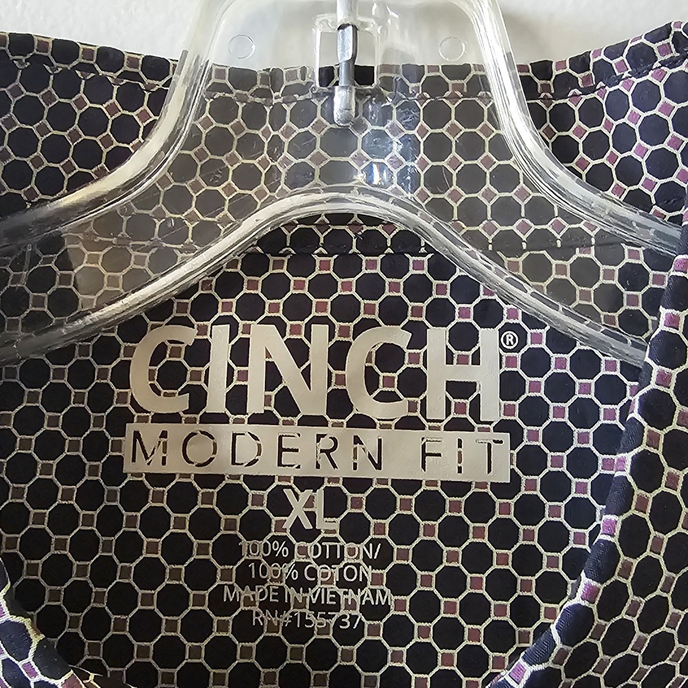 Cinch Modern Fit Shirt Men's XL Long Sleeve Button Down Polka Dot Geometric‎ - Picture 2 of 7
